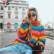 2019 autumn/winter new designed women colour striped jumper plus-size sweater jacket casual pullover